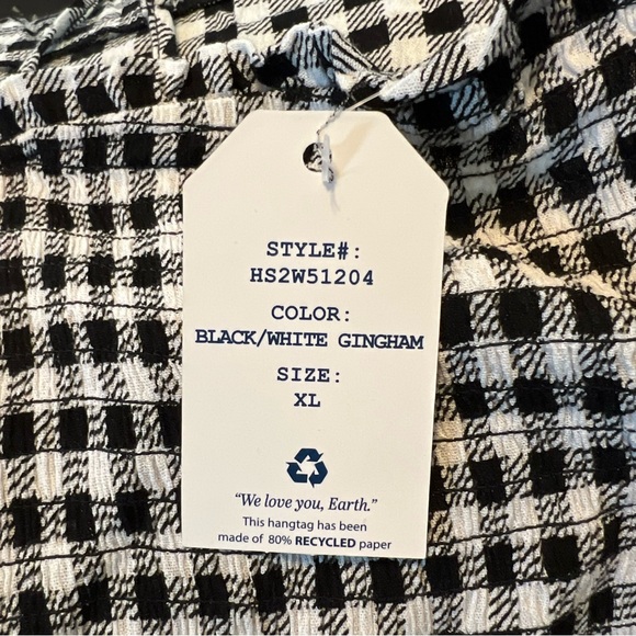 Hippie Rose Black White Gingham Tiered Spaghetti Strap Smocked shirt - Picture 5 of 6